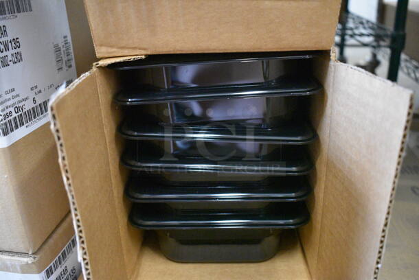 ALL ONE MONEY! Lot of 12 BRAND NEW IN BOX! Cambro Poly Black 1/4 Size Drop In Bins. 1/4x2.5