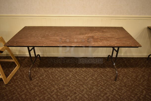 6 Wood Pattern Rectangular Folding Tables. 6 Times Your Bid! BUYER MUST REMOVE. (ballroom #2) - Image 4 of 7