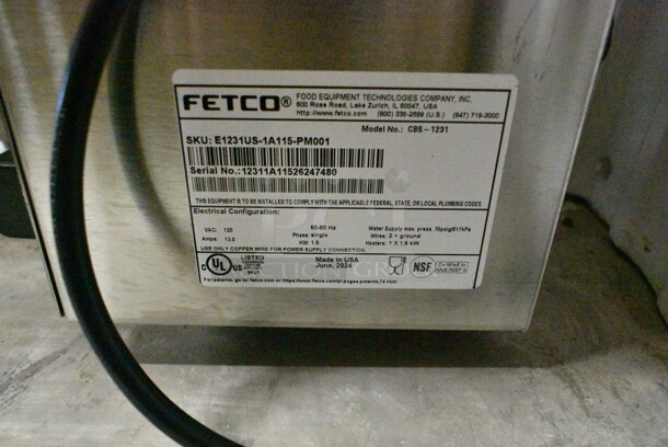BRAND NEW SCRATCH AND DENT! Fetco CBS-1231 Stainless Steel Plus Series Single Automatic Digital Coffee Brewer With Plastic Brew Basket and Hot Water Dispenser. 120 Volts, 1 Phase.  - Image 2 of 10