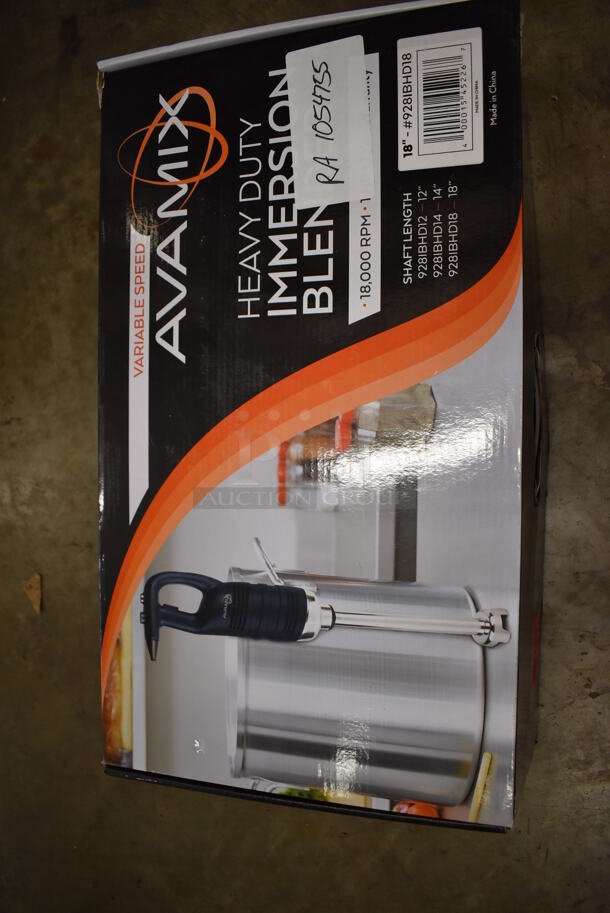 BRAND NEW SCRATCH AND DENT! AvaMix 928IBHD18 Stainless Steel Commercial 18" Shaft Immersion Blender. 120 Volts, 1 Phase. Tested and Working! - Image 6 of 7