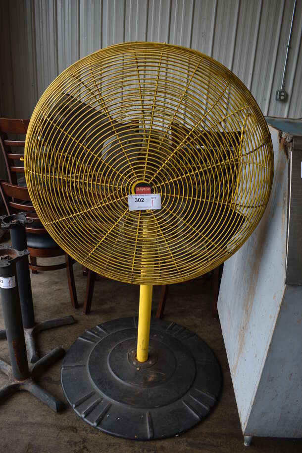Dayton Yellow Metal Floor Style Fan. 32x34x59. Tested and Working!