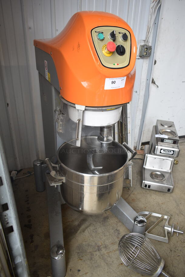 BRAND NEW! 2016 Sabitech MIPL40STR Metal Commercial Floor Style 40 Quart Planetary Dough Mixer w/ Stainless Steel Mixing Bowl, Bowl Guard, Dough Hook, Paddle and Whisk Attachments. 220 Volts, 3 Phase.  - Image 6 of 10