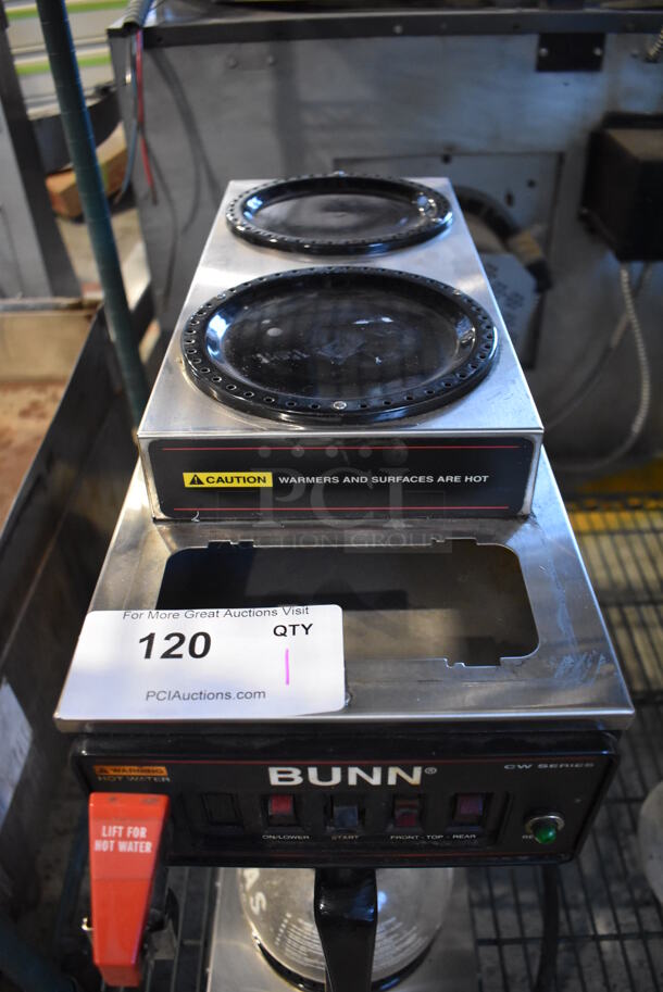 Bunn CW Series Stainless Steel Commercial Countertop 3 Burner Coffee Machine w/ Hot Water Dispenser, Metal Brew Basket and Coffee Pot. 8.5x21x19.5 - Image 4 of 5