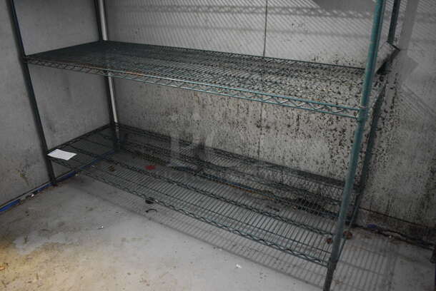 Green Finish 4 Tier Wire Shelving Unit. BUYER MUST DISMANTLE. PCI CANNOT DISMANTLE FOR SHIPPING. PLEASE CONSIDER FREIGHT CHARGES. 72x24x72. (kitchen) - Image 3 of 4