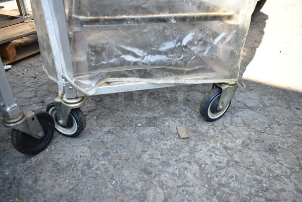 Metal Commercial Pan Transport Rack on Commercial Casters w/ Metal Baking Pans and Clear Cover.  - Image 3 of 8