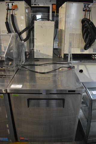 Turbo Air Model MUF-28-N-711S Stainless Steel Commercial Single Door Under Counter Freezer w/ Poly Clear Sneeze Guard. 115 Volts, 1 Phase. 27.5x30x63. Tested and Working!