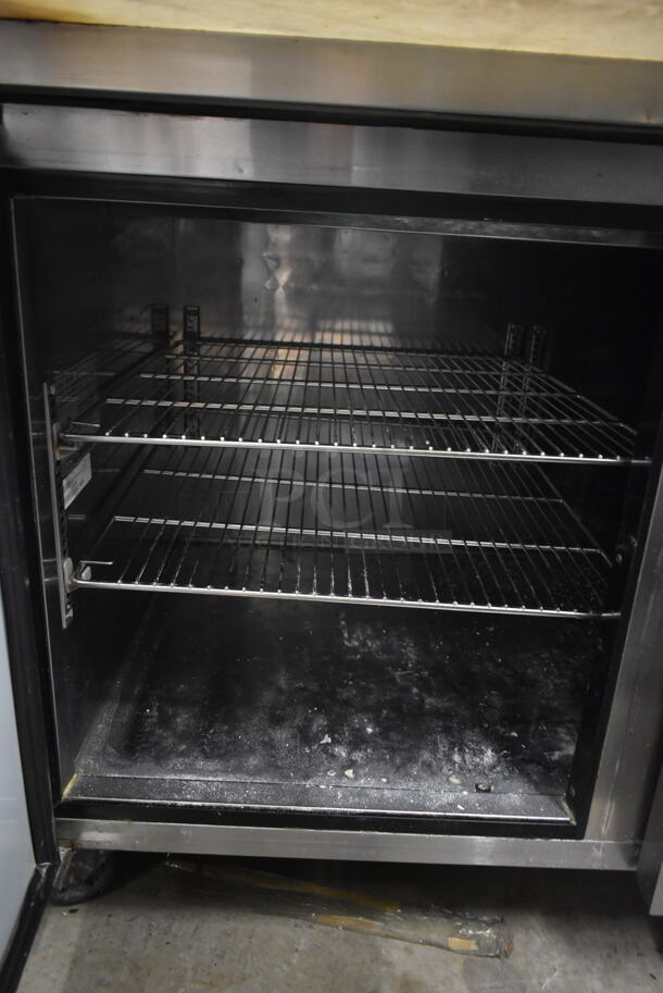 Turbo Air TPR-93SD Stainless Steel Commercial Pizza Prep Table w/ Over Shelf on Commercial Casters. 115 Volts, 1 Phase. Tested and Working! - Image 7 of 11