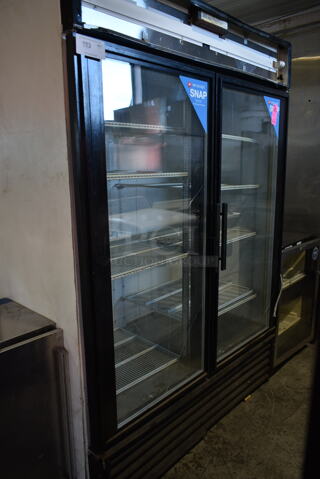 True GDM-49 Metal Commercial 2 Door Reach In Cooler Merchandiser w/ Poly Coated Racks. 115 Volts, 1 Phase. Tested and Working!