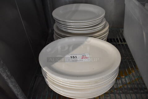 ALL ONE MONEY! Lot of 25 Various White Ceramic Oval Plates. Includes 13.5x11x1