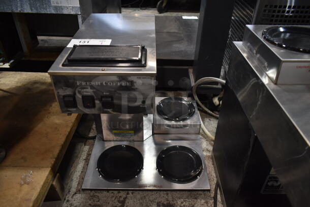 Newco AK-3 Stainless Steel Commercial Countertop 3 Burner Coffee Machine. 120 Volts, 1 Phase. 