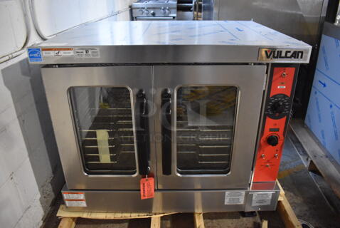 BRAND NEW SCRATCH AND DENT! LATE MODEL! Vulcan VC5ED ENERGY STAR Stainless Steel Commercial Electric Powered Full Size Convection Oven w/ View Through Doors, Metal Oven Racks and Thermostatic Controls. 240 Volts, 3/1 Phase. 40x32x31.5. Tested and Working!