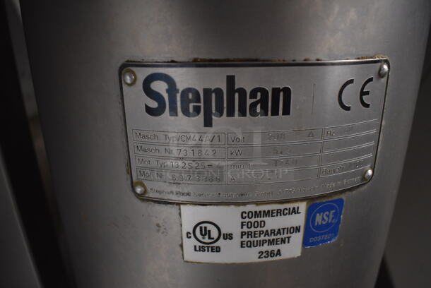 Stephan VCM44A/1 Commercial Stainless Steel Vertical Mixer Cutter On Commercial Casters. 208V.  - Image 5 of 6