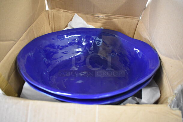 2 BRAND NEW IN BOX! GET Blue Melamine Bowls. 16x16x3.5. 2 Times Your Bid!