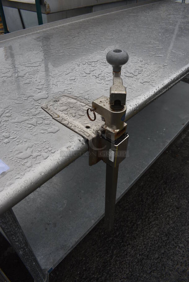 Stainless Steel Table w/ Metal Under Shelf and Mounted Commercial Can Opener. 84x30x33 - Image 3 of 4