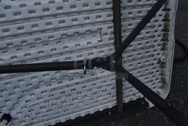Poly Folding Table. One Leg Has Damage; See Pictures. 96x30x29 - Image 4 of 6