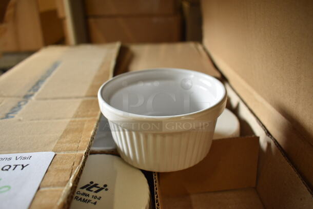 36 BRAND NEW IN BOX! ITI White Ceramic Ramekins. 3.5x3.5x2. 36 Times Your Bid!