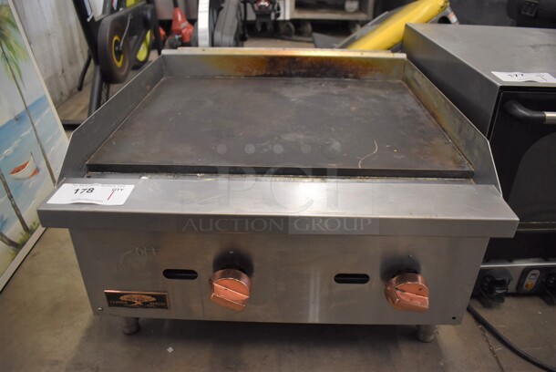 Copper Beech Stainless Steel Commercial Countertop Natural Gas Powered Flat Top Griddle. 24x28x16
