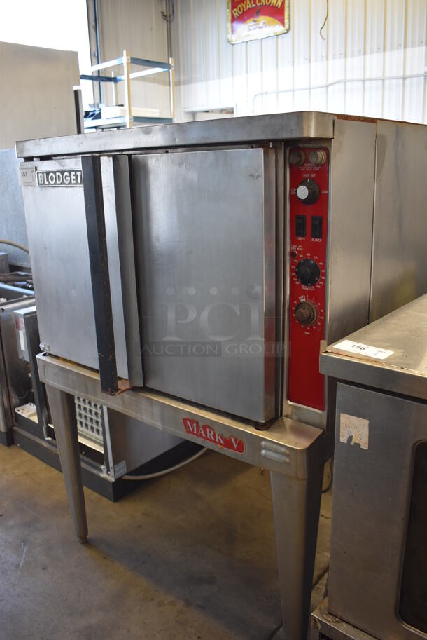 Blodgett Mark V Stainless Steel Commercial Electric Powered Full Size Convection Oven w/ Solid Doors and Thermostatic Controls on Metal Legs. 200-230 Volts, 3 Phase. 38x40x55 - Image 2 of 5