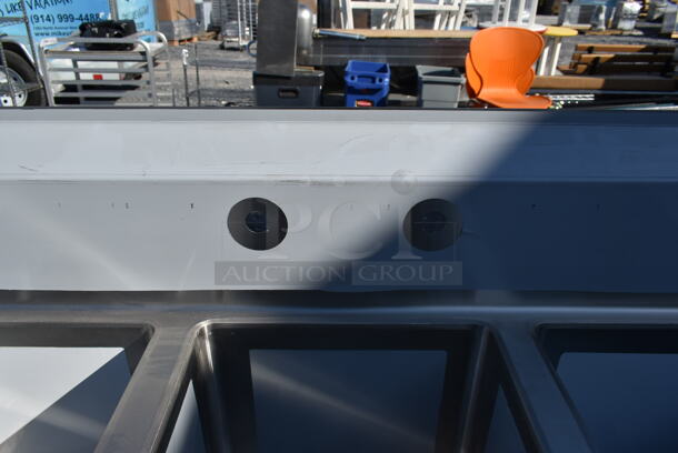 BRAND NEW SCRATCH AND DENT! Regency 600S31416212 Stainless Steel Commercial 3 Bay Sink w/ Dual Drain Boards.  - Image 5 of 6