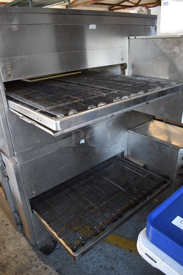 2 Lincoln Impinger Model 1240 Stainless Steel Commercial Natural Gas Powered Conveyor Pizza Oven on Commercial Casters. 120,000 BTU. 78x53x64.5. 2 Times Your Bid! - Image 6 of 9