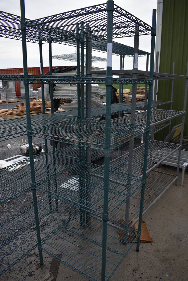 Metro Green Finish 5 Tier Shelving Unit. BUYER MUST DISMANTLE. PCI CANNOT DISMANTLE FOR SHIPPING. PLEASE CONSIDER FREIGHT CHARGES. 24x24x75 - Image 1 of 3