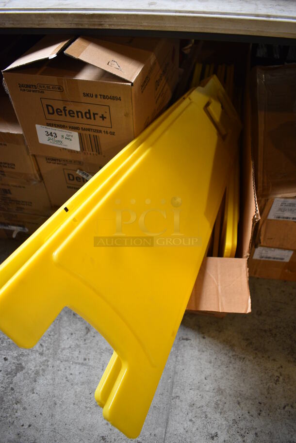 6 BRAND NEW IN BOX! Rubbermaid Yellow Poly Wet Floor Caution Signs. 12x1x37. 6 Times Your Bid! - Image 2 of 2