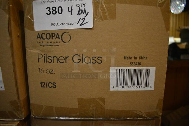4 Boxes of 12 BRAND NEW Acopa 16 oz Pilsner Glasses. 3x3x8. 4 Times Your Bid! (glass room - off of bar area) - Image 4 of 5