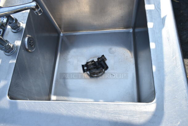 Stainless Steel Table w/ Sink Basin, Faucet, Handles, Drawer, Commercial Can Opener and Under Shelf.  - Image 6 of 7