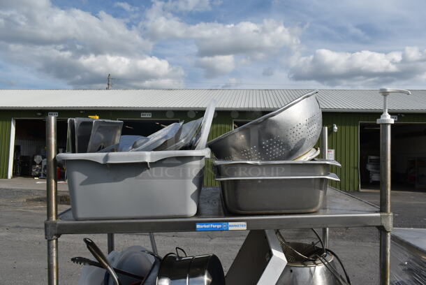 Metal 4 Tier Shelving Unit w/ Contents Including Stainless Steel Drop In Bins and Metal Baking Pans.  - Image 3 of 10