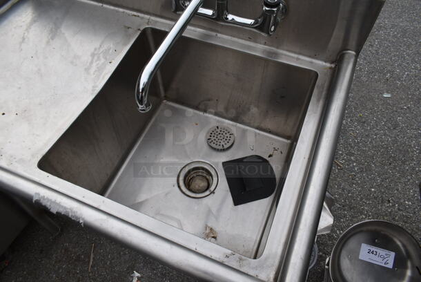 Stainless Steel Commercial Single Bay Sink w/ Left Side Drain Board, Faucet and Handles. Bay 18x18x. Drain Board 16x20 - Image 5 of 5