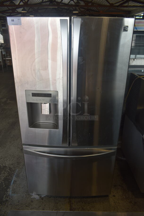 Kenmore Elite 795.71053.011 Stainless Steel Commercial French Door Style Cooler Freezer Combo w/ Water and Ice Dispenser. 115 Volts, 1 Phase. Tested and Powers On But Does Not Get Cold - Image 1 of 8