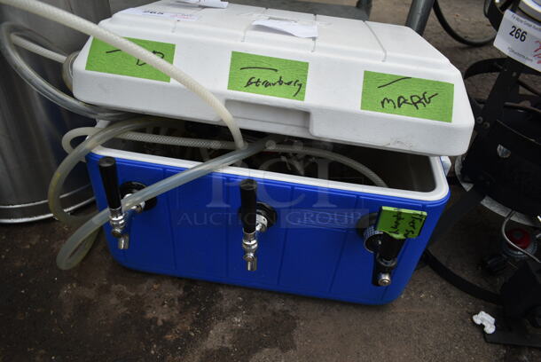Blue and White Poly 3 Tap Jockey Box w/ Hoses. - Image 2 of 3