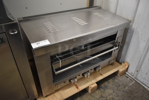 BRAND NEW SCRATCH AND DENT! Cooking Performance Group CPG 351S36SBN Stainless Steel Commercial Natural Gas Powered Salamander Broiler Cheese Melter. 36,000 BTU.  - Image 2 of 7