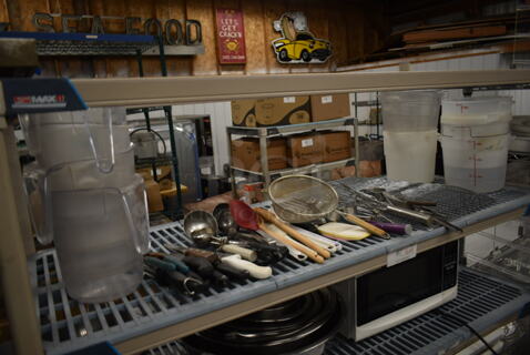 ALL ONE MONEY! Tier Lot of Various Items Including Poly Bins, Poly Pitchers and Utensils