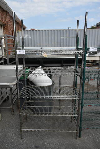 Chrome Finish 5 Tier Wire Shelving Unit. BUYER MUST DISMANTLE. PCI CANNOT DISMANTLE FOR SHIPPING. PLEASE CONSIDER FREIGHT CHARGES.