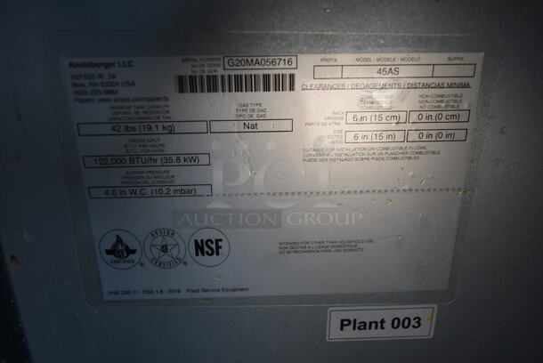 2020 Anets 45AS Stainless Steel Commercial Floor Style Natural Gas Powered Deep Fat Fryer. 122,000 BTU. - Image 6 of 6