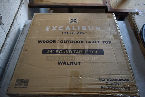 2 BRAND NEW IN BOX! Excalibur 24" Walnut Round Tabletops. 2 Times Your Bid! - Image 5 of 9