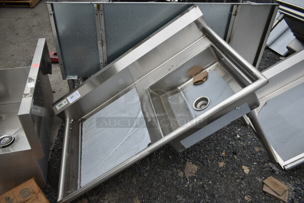 BRAND NEW SCRATCH AND DENT! Regency 600UDT50R Stainless Steel Commercial Single Bay Sink w/ Left Side Drain Board.  - Image 1 of 6