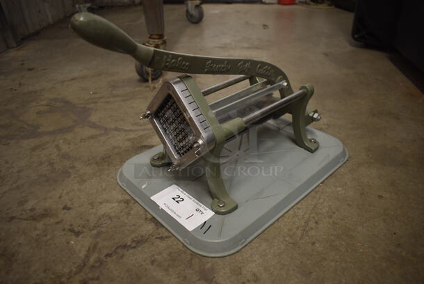 Halco Countertop Stainless Steel Green French Fry Cutter On Base - Image 1 of 4