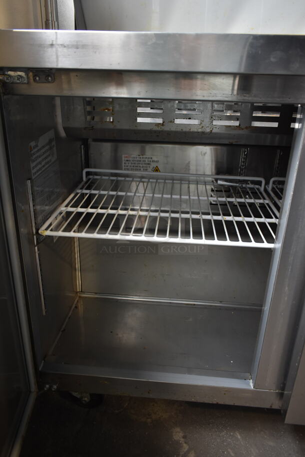 Avantco 178SSPT71HC Stainless Steel Commercial Sandwich Salad Prep Table Bain Marie Mega Top w/ Over Shelf on Commercial Casters. 115 Volts, 1 Phase. Tested and Powers On But Does Not Get Cold - Image 5 of 9