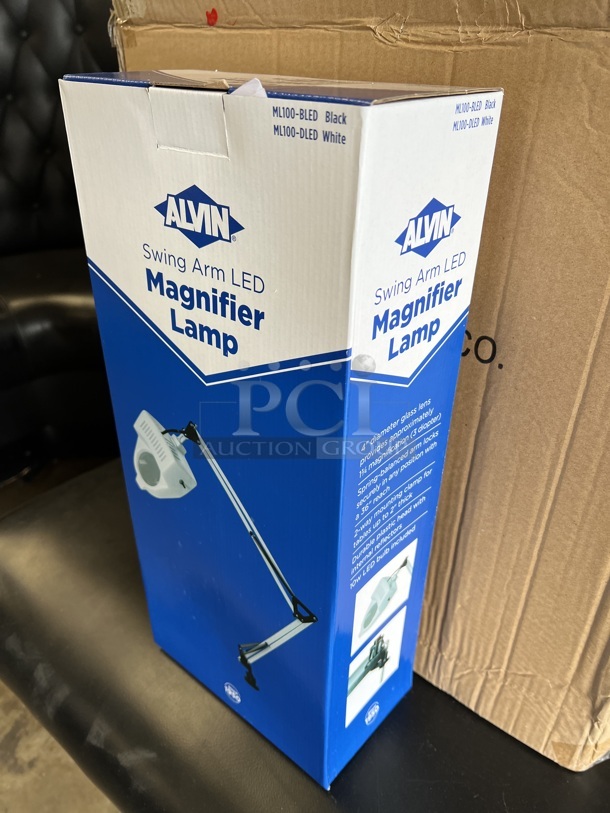 8 BRAND NEW IN BOX! Alvin ML100-DLED White Metal Swing Arm LED Magnifier Lamps. 8 Times Your Bid! - Image 3 of 4