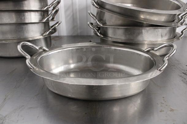 6 Stainless Steel Oval Dishes w/ Handles. 15.5x9x4.5. 6 Times Your Bid!