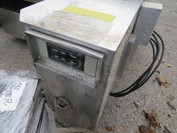 Double Stack Lincoln Impinger Conveyor Pizza Oven On Casters. Unable To Test. Model#1452. 120/208 Volt. 3 Phase. 2XBID. 2 Pizza Ovens Makes 1 Unit!!!  - Image 4 of 6