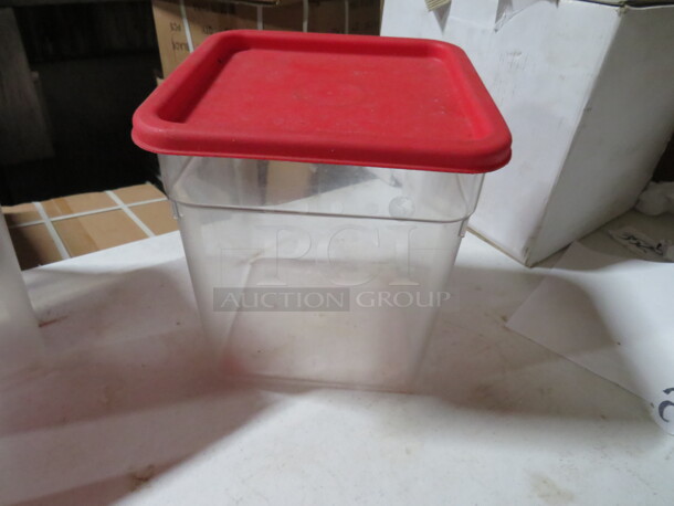 One Cambro 8qt Food Storage Container With Lid.