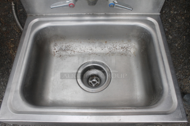 Advance Tabco Stainless Steel Commercial Single Bay Wall Mount Sink w/ Faucet and Handles. - Image 2 of 5