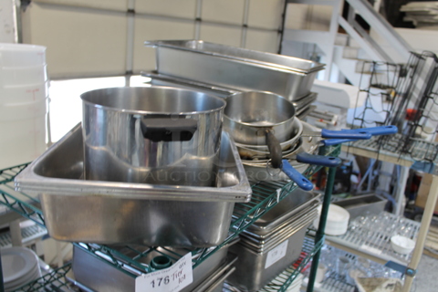 ALL ONE MONEY! Tier Lot of Various Items Including Sauce Pans and Drop In Bins