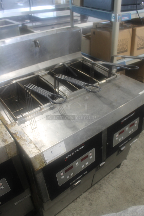 Henny Penny OFG-322 Stainless Steel Commercial Floor Style Propane Gas Powered 2 Bay Deep Fat Fryer w/ 4 Metal Fry Baskets. 170,000 BTU. - Image 6 of 8