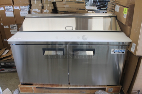 BRAND NEW SCRATCH AND DENT! Avantco APT-60-HC 60" 2 Door Refrigerated Sandwich Prep Table. 115 Volt, 1 Phase. Tested and Working!