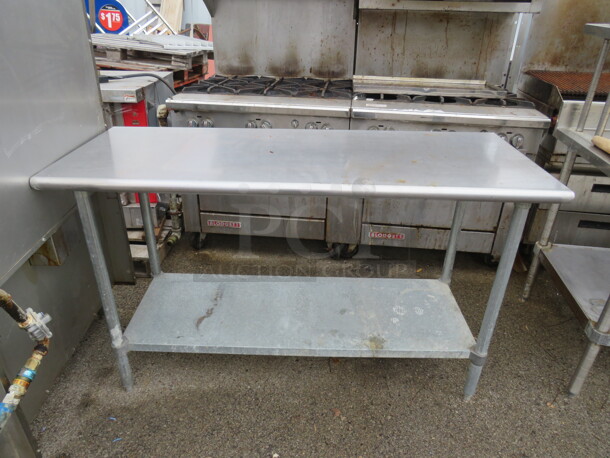 One Stainless Steel Table With Under Shelf. 60X24X36