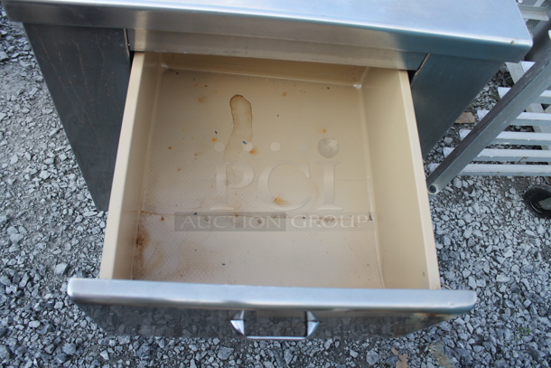 Stainless Steel Commercial Counter w/ 2 Drawers and Back Splash. - Image 5 of 6